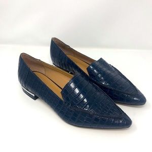Franco Sarto Starland Navy Croc Loafer pointed toe